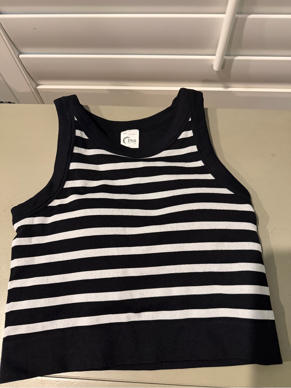 ZYIA Black & White Striped Claudia Bra/Tank